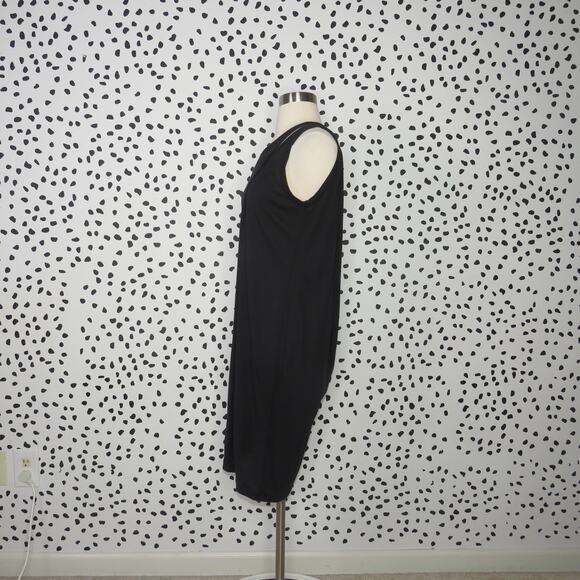 AllSaints Black Draped Front Caper Jersey Knit Sleeveless Dress - Picture 6 of 10